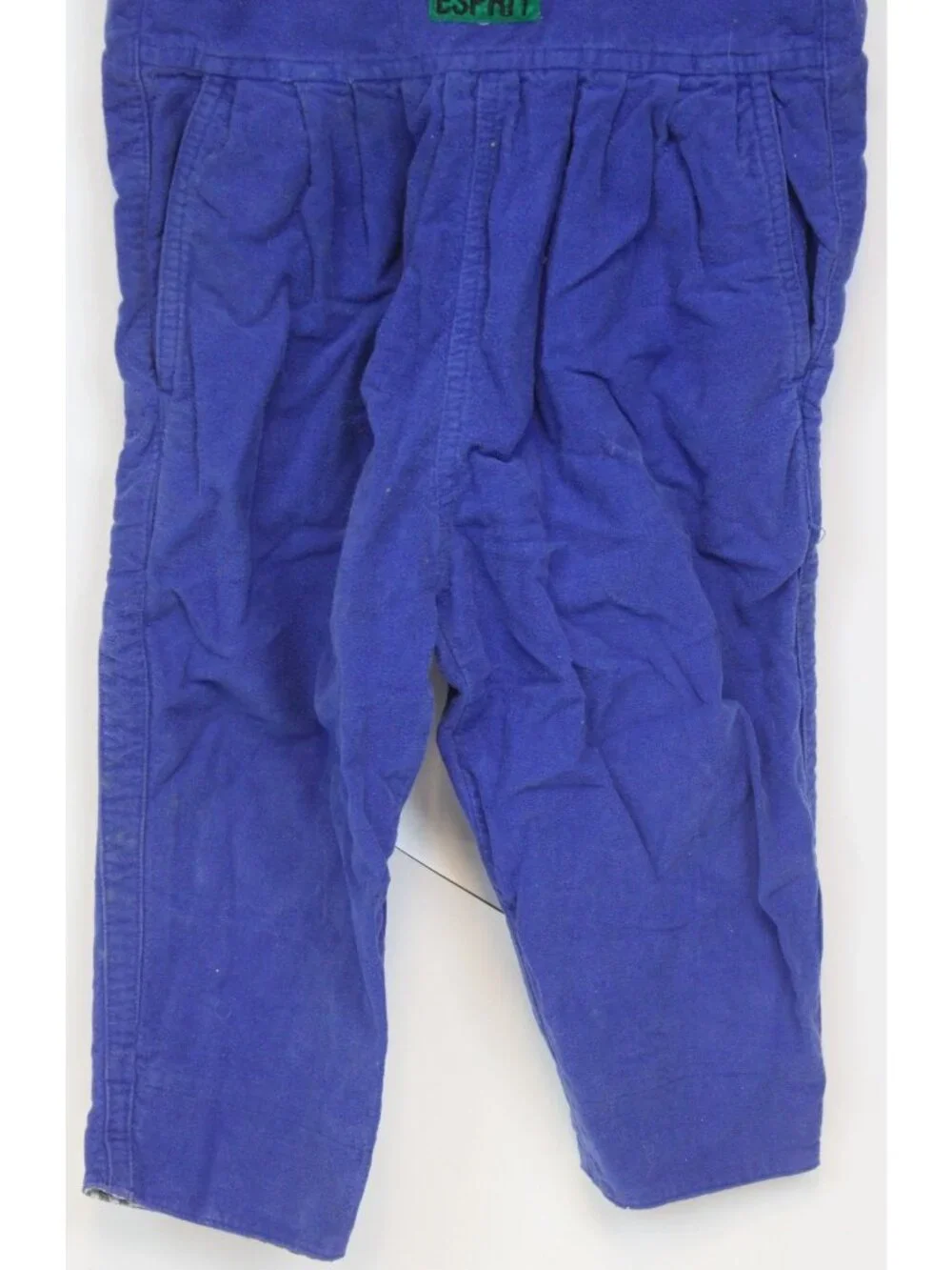 VTG 1990s Esprit Kids Boys Overalls sz 24m Blue Plaid Bear Head Velour Adjustabl